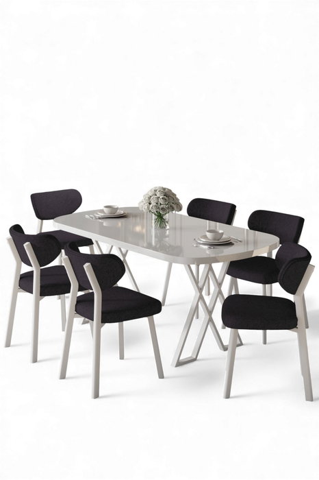 Hanah Home Axton Juego de Mesa y Sillas Blanco y Antracita